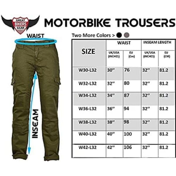 GREAT BIKERS GEAR Kevlar Trousers with Kevlar Aramid Lining, Knee Pad, Motorbike Trousers for Men - Kevlar Motorcycle Jeans, Motorcycle Trousers