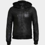 Men’s Fashion Real Leather Hooded Jacket