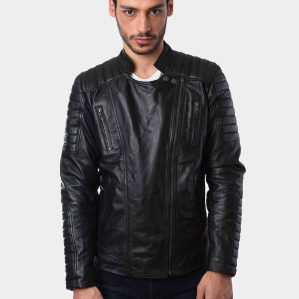 Mens Fashion Motorbike Lambskin Real Leather Jacket