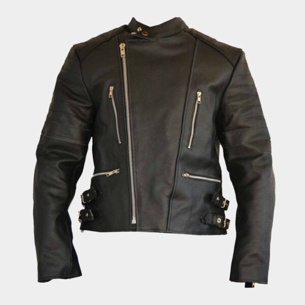 Mens Fashion Motorcycle Leather Jacket Black
