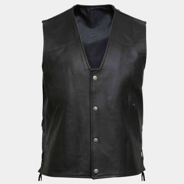 Mens Biker Vintage Brown Suede Waistcoat Vest Festival - Black, small-2