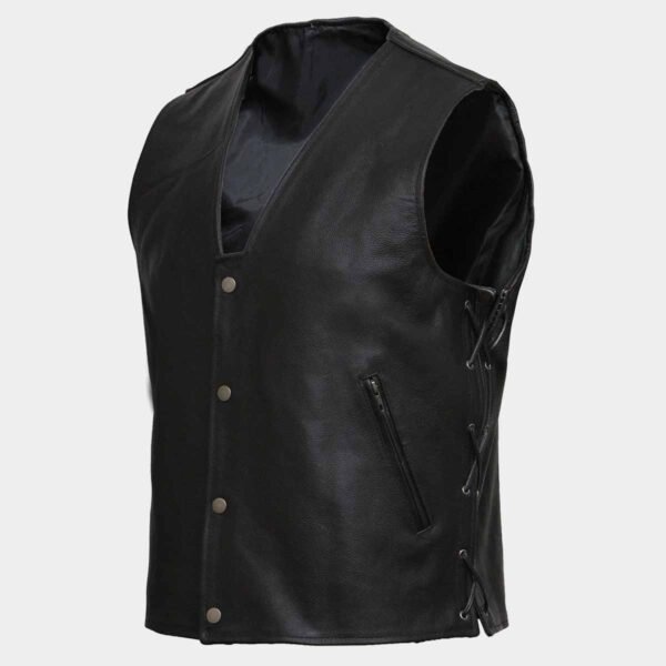 Mens Biker Vintage Brown Suede Waistcoat Vest Festival - Black, small-2