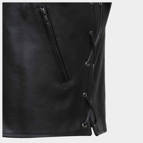 Mens Biker Vintage Brown Suede Waistcoat Vest Festival - Black, small-2