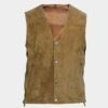 Mens Biker Vintage Brown Suede Waistcoat Vest Festival - Black, small-2