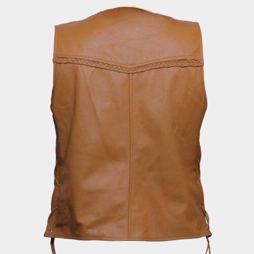 Soft Black Leather Vest Waist Coat for Women Bikers