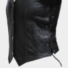 Soft Black Leather Vest Waist Coat for Women Bikers