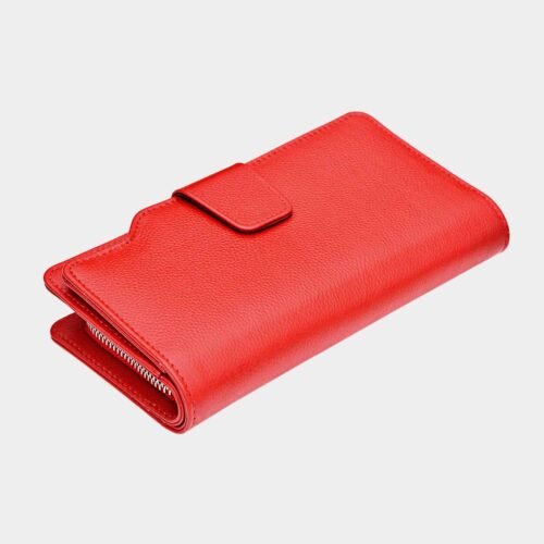 Ladies Purse RFID Blocking Wallet Card Holder Phone Holder Women Leather Purse Red Leather RFID Wallet Vintage Clutch With Zip Coin Pocket