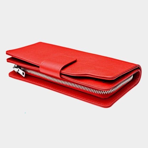 Ladies Purse RFID Blocking Wallet Card Holder Phone Holder Women Leather Purse Red Leather RFID Wallet Vintage Clutch With Zip Coin Pocket