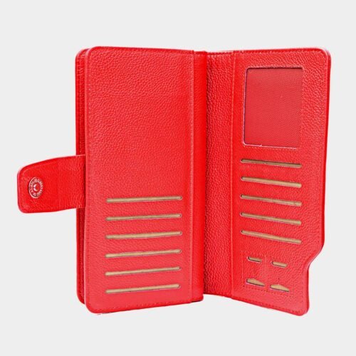 Ladies Purse RFID Blocking Wallet Card Holder Phone Holder Women Leather Purse Red Leather RFID Wallet Vintage Clutch With Zip Coin Pocket