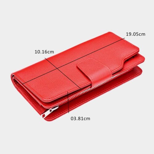 Ladies Purse RFID Blocking Wallet Card Holder Phone Holder Women Leather Purse Red Leather RFID Wallet Vintage Clutch With Zip Coin Pocket