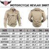 Khaki Motorcycle Kevlar Shirt Fully Reinforced with Protective Aramid Lining