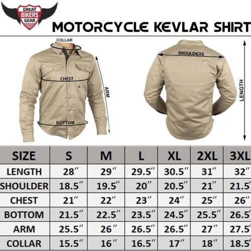 Kevlar Motorcycle Shirt Fully Reinforced with Protective Aramid Lining