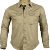 Khaki Motorcycle Kevlar Shirt Fully Reinforced with Protective Aramid Lining - 2XL