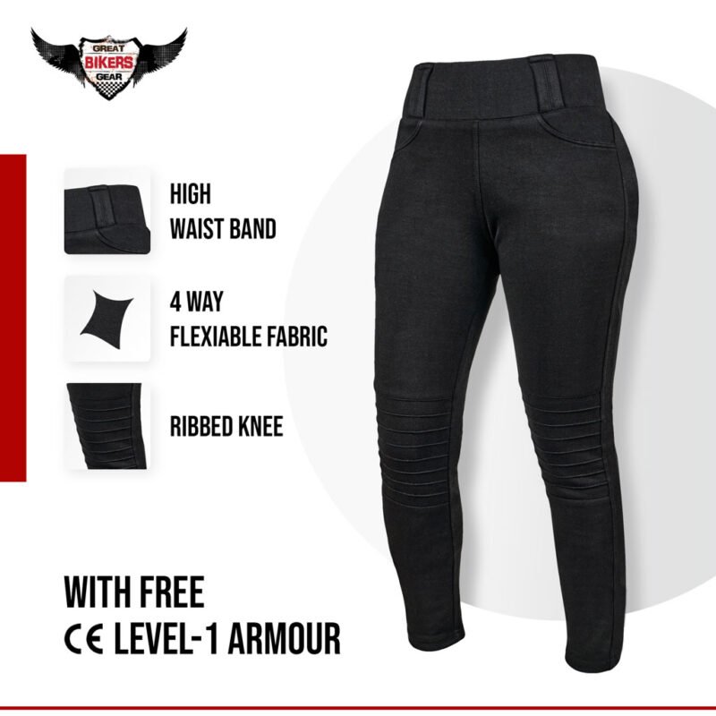 Ribbed Knee Ladies Motorcycle Kevlar Leggings Great Bikers Gear
