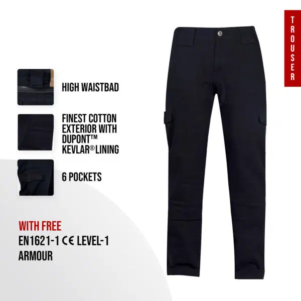 Kevlar Motorcycle Trousers Black